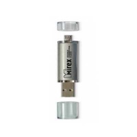 (13600-DCFSSM08) Флеш накопитель 8GB Mirex Smart, OTG, USB 2.0/MicroUSB, Серебро