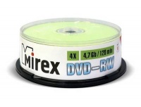 (UL130032A4B) Диск DVD-RW Mirex 4.7 Gb, 4x, Cake Box (50), (50/300) (207221)
