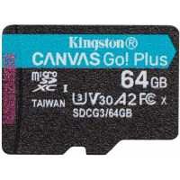 (SDCG3/64GBSP) Флеш карта microSD 64GB Kingston microSDXC Class 10 UHS-I U3 V30 Canvas Go Plus 170MB