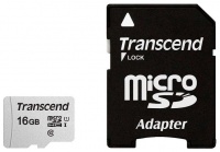 (TS16GUSD300S-A) Флеш карта microSD 16GB Transcend microSDHC Class 10 UHS-1 U1, (SD адаптер), TLC