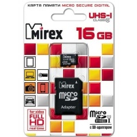 (13613-ADSUHS16) Флеш карта microSD 16GB Mirex microSDHC Class 10 UHS-I (SD адаптер)